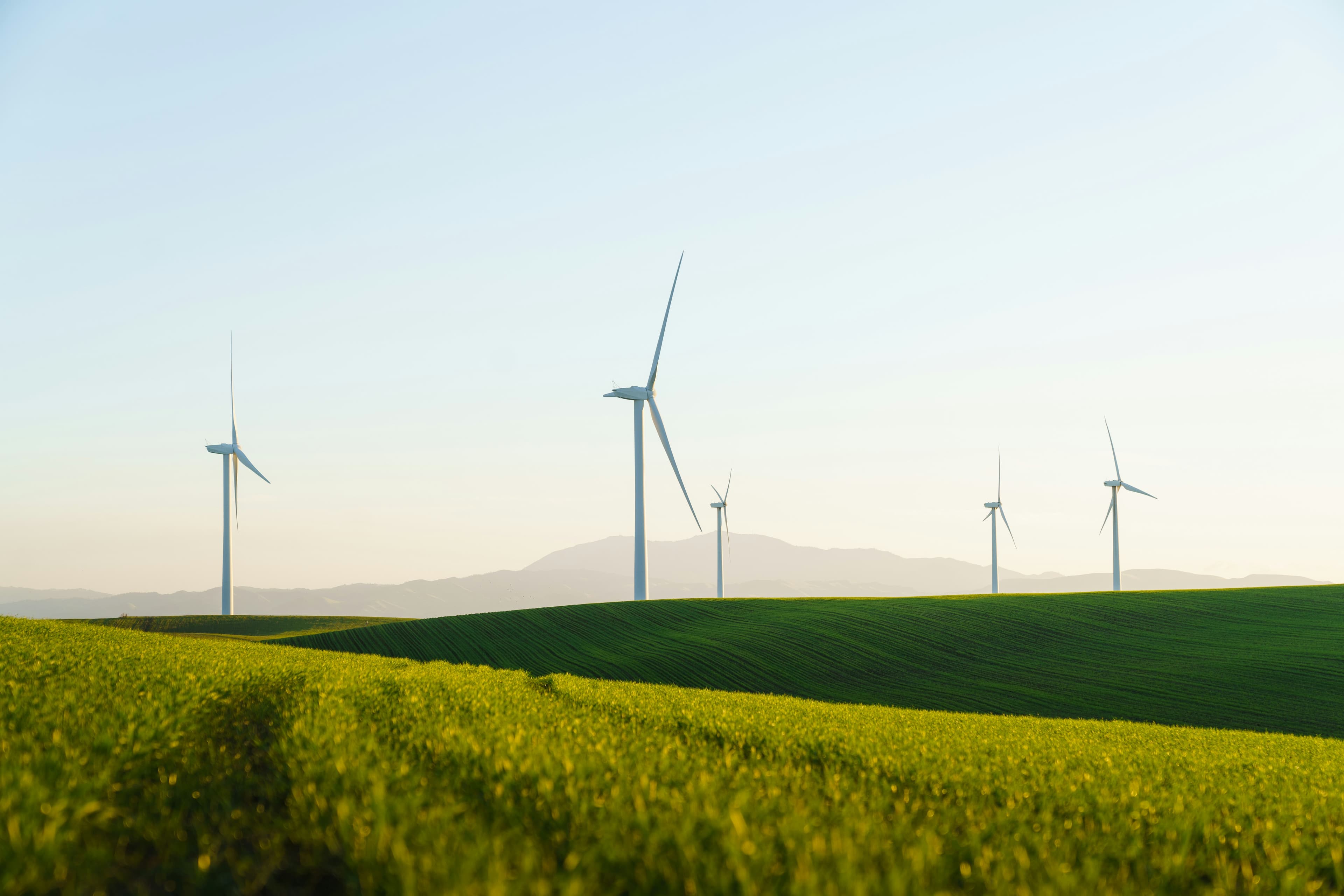 Image of fields and wind turbines